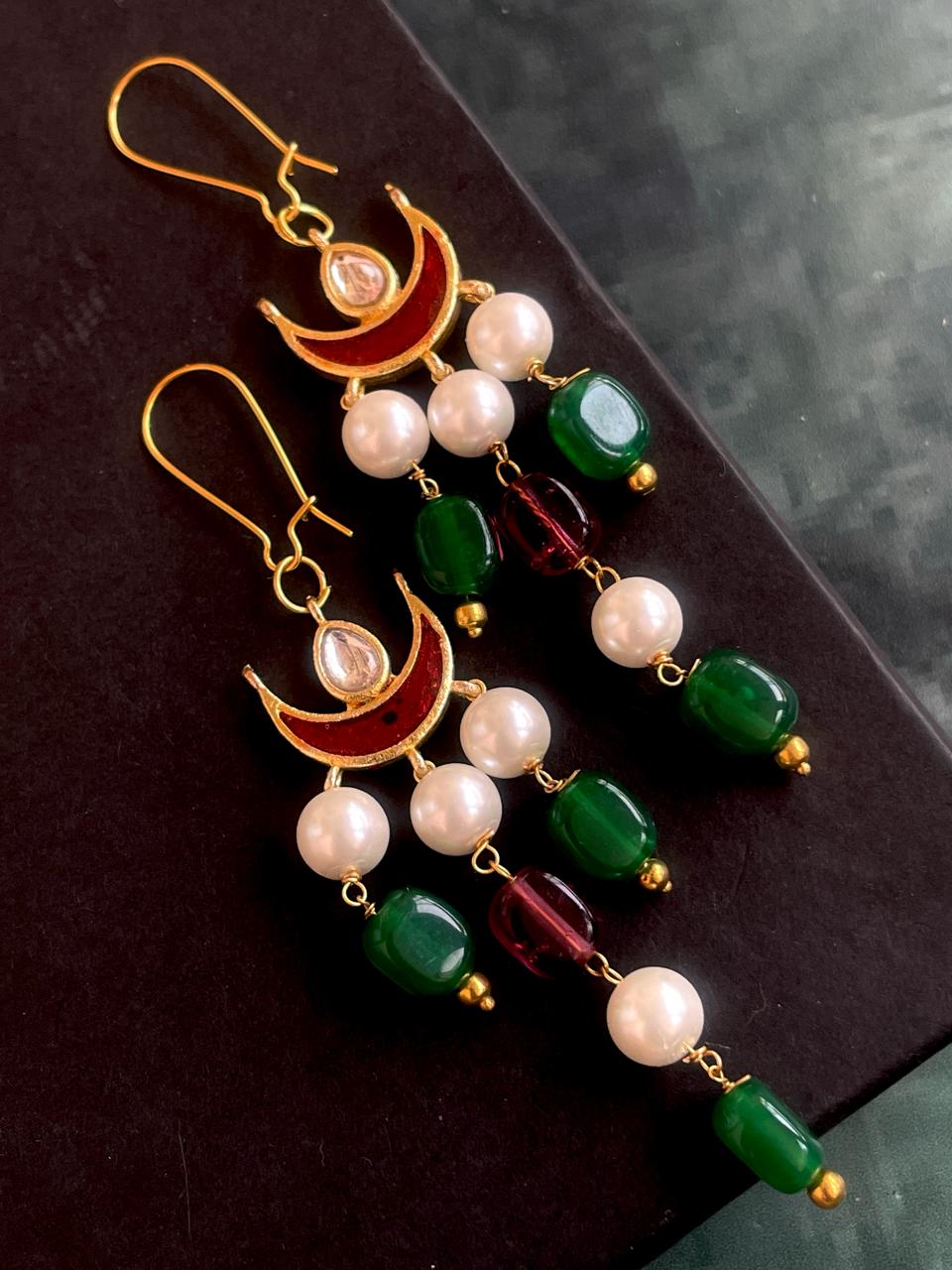 Natural Stones and Kundan Earring