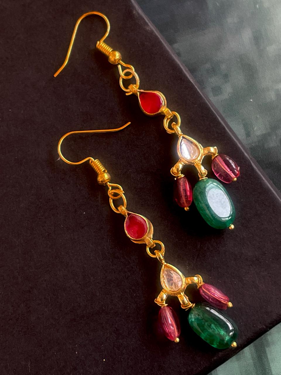 Natural Stones and Kundan Earring