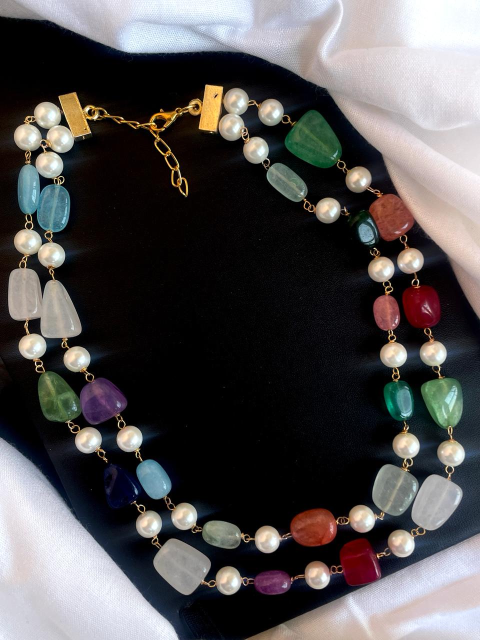 Semi Precious Stones and Pearl Mala