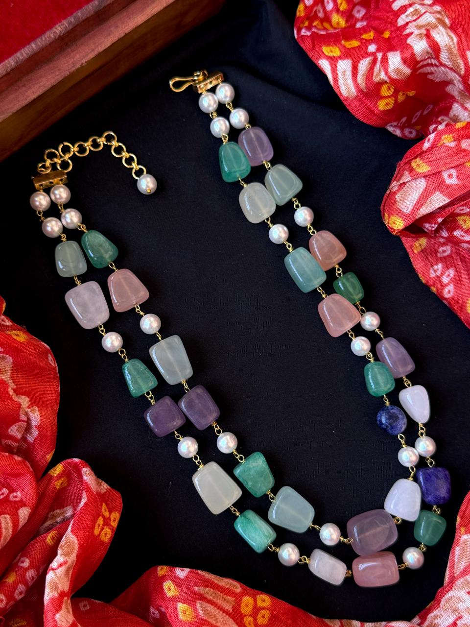 Semi Precious Stones and Pearl Mala