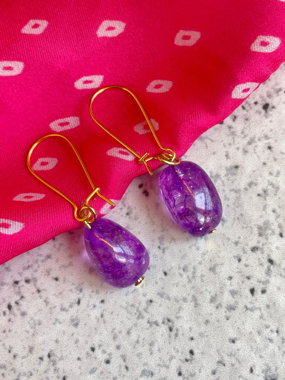 Semi Precious Zade Stone Earring