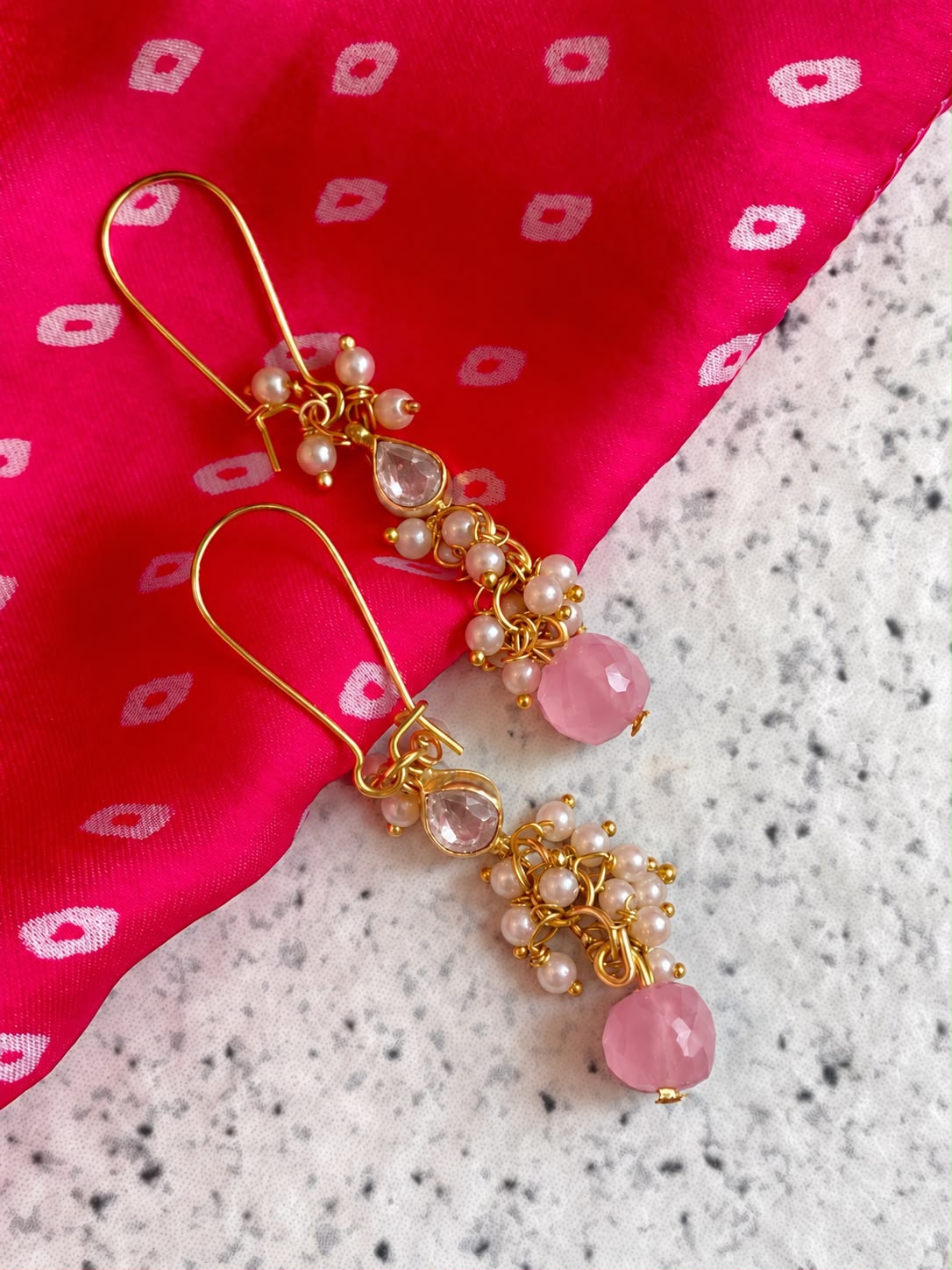 Kundan Zade Cut Stone Earring with Cheed