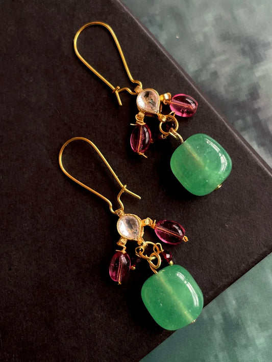 Jade Stone Kundan Earring