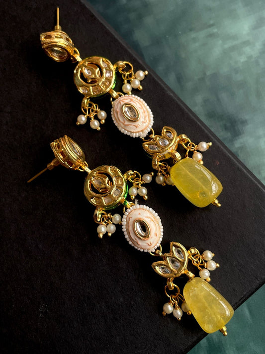 Kundan with Natural Stone Beaded Earring