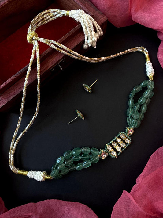 Pachi Kundan Stone Beaded Choker Necklace