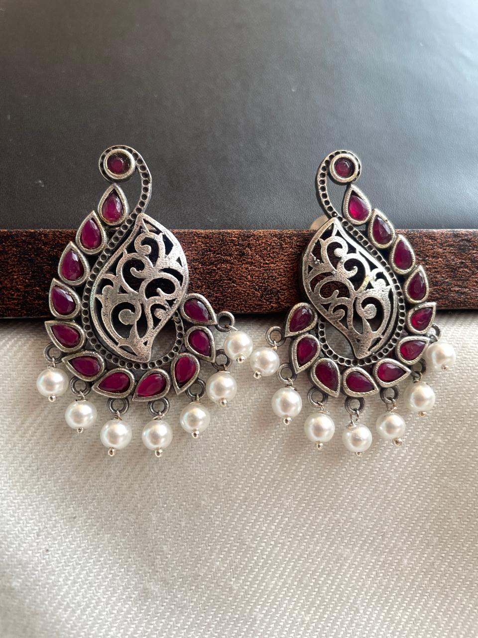 Oxidized Ethnic Big Stud Earring