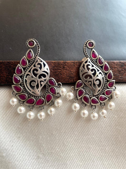 Oxidized Ethnic Big Stud Earring