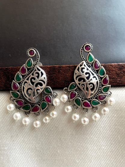 Oxidized Ethnic Big Stud Earring