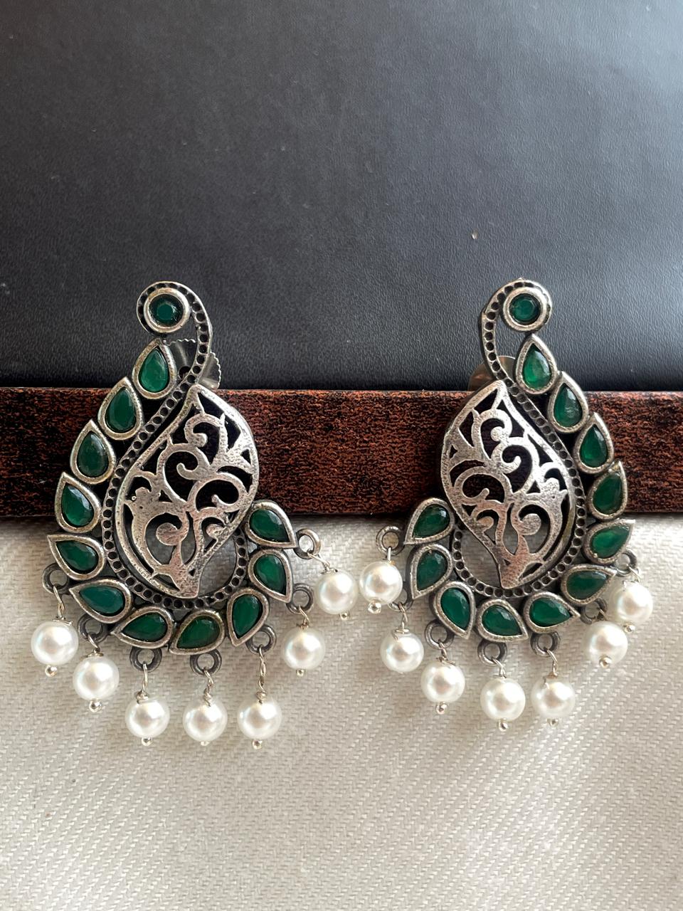 Oxidized Ethnic Big Stud Earring