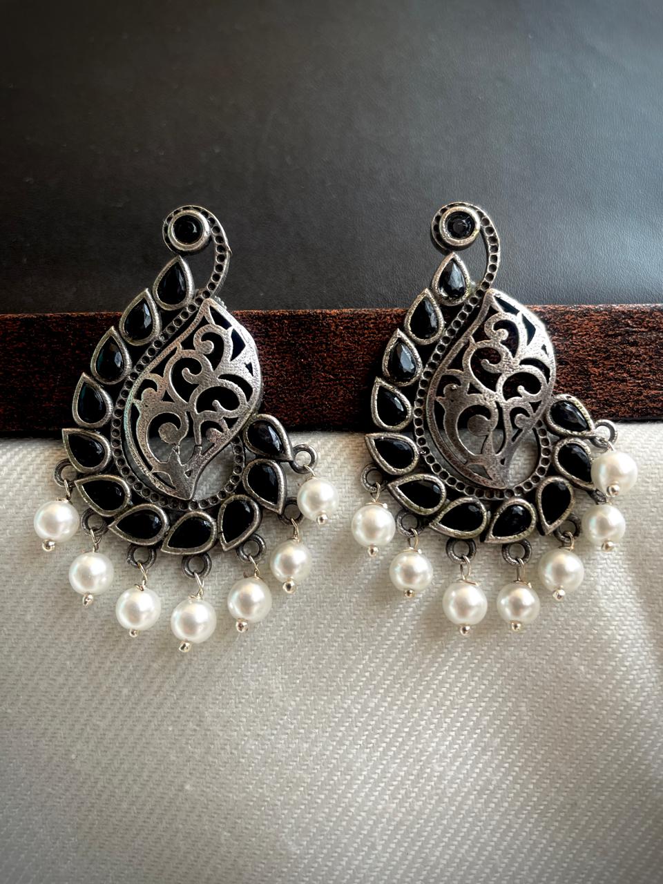 Oxidized Ethnic Big Stud Earring