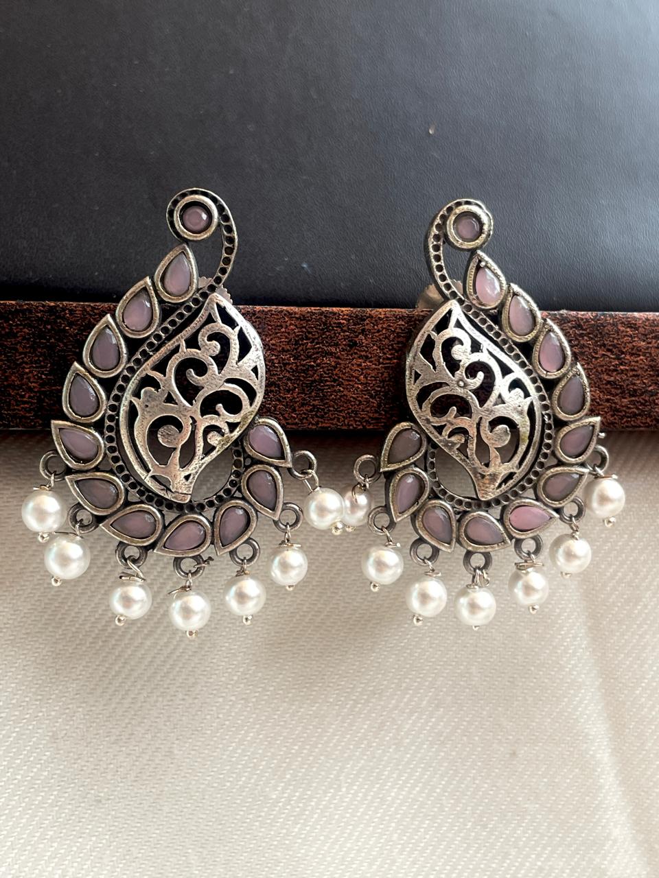 Oxidized Ethnic Big Stud Earring