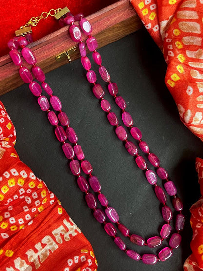Glass Jade Stone Duble Layer Mala Necklace