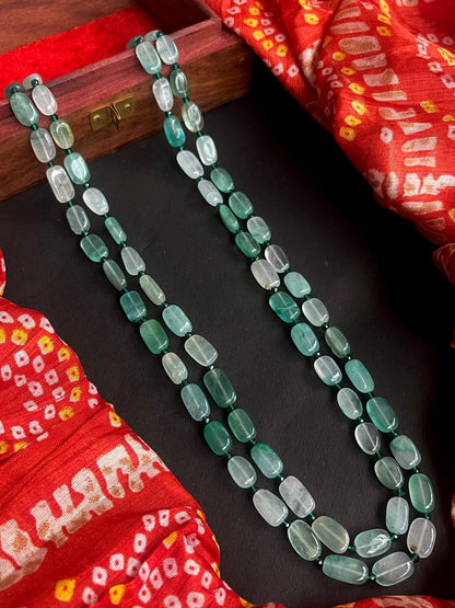 Glass Jade Stone Duble Layer Mala Necklace