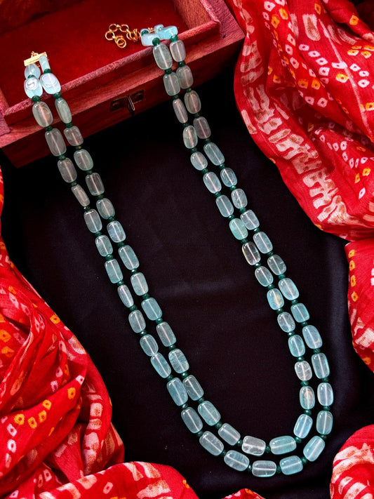 Glass Jade Stone Duble Layer Mala Necklace