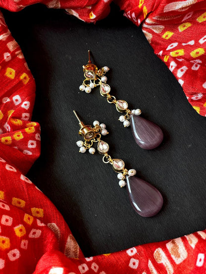 Monalisa Stone Pachi Kundan Beaded Earring