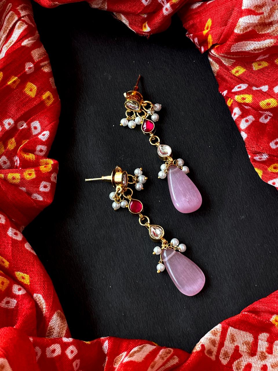 Monalisa Stone Pachi Kundan Beaded Earring