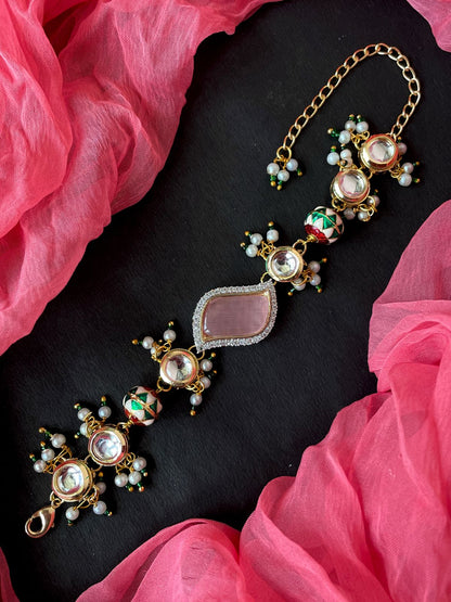 AD with Monalisa Stone Meenakari Kundan Beaded Bracelet