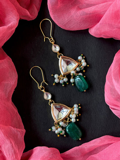 Kundan with Jade Stone Beaded Earring