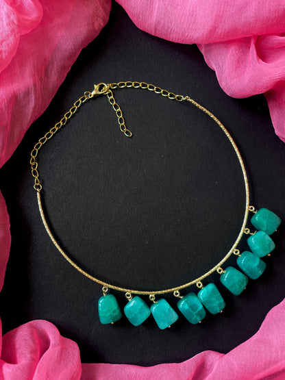 Jade Stone Golden Choker Necklace