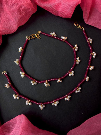 Stone Beads and Monalisa Beaded Anklet