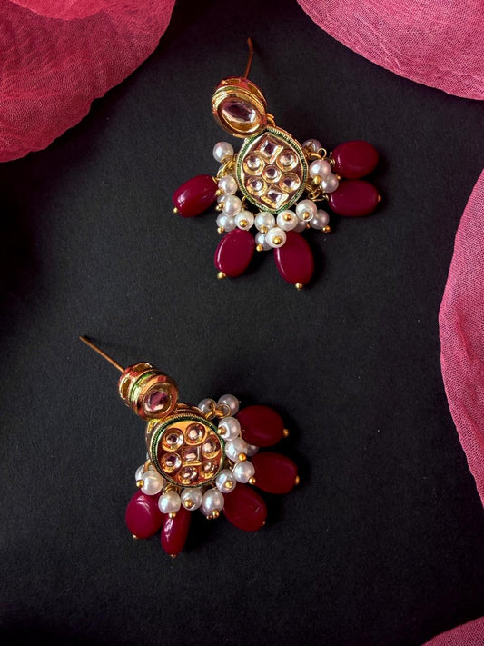 Stone Beads with Kundan Earring
