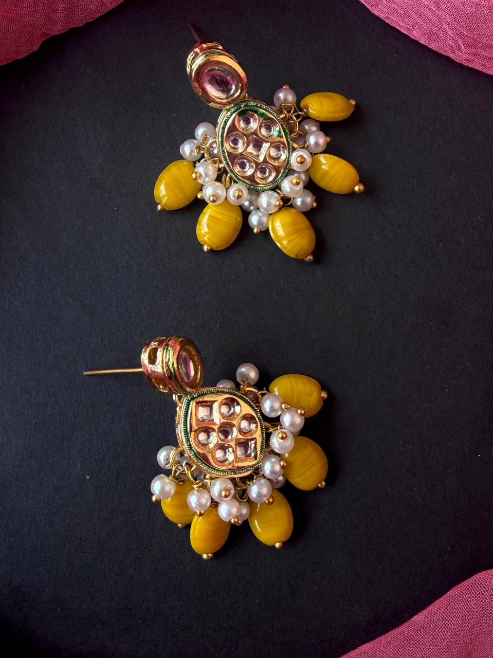 Stone Beads with Kundan Earring