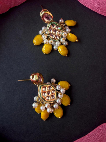 Stone Beads with Kundan Earring