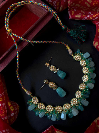 Kundan with Stone Choker Necklace with Earring set