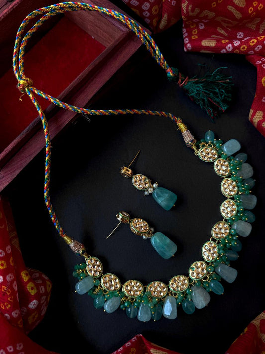 Kundan with Stone Choker Necklace with Earring set