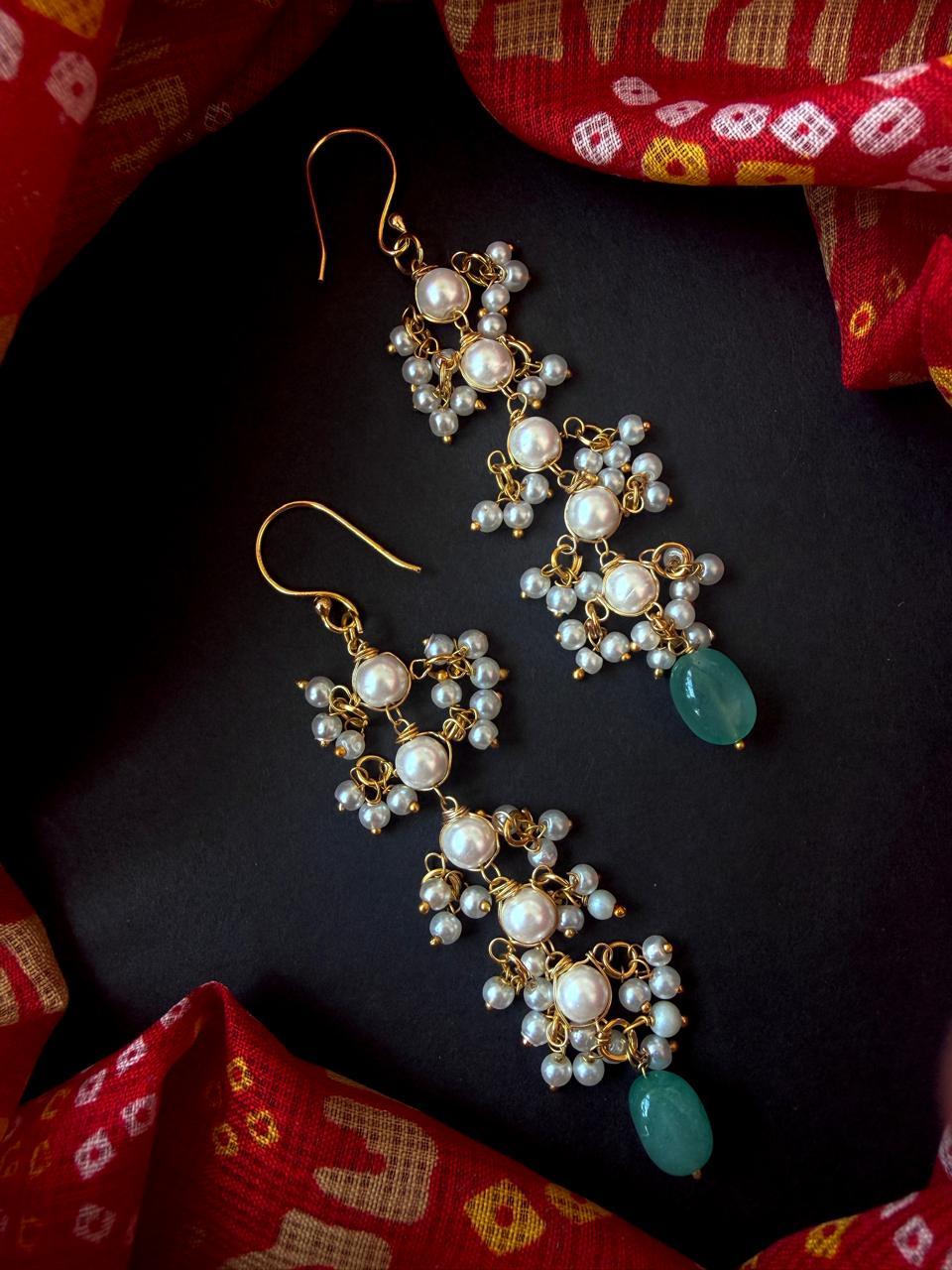 Shell Pearl with Stone Beads Earring