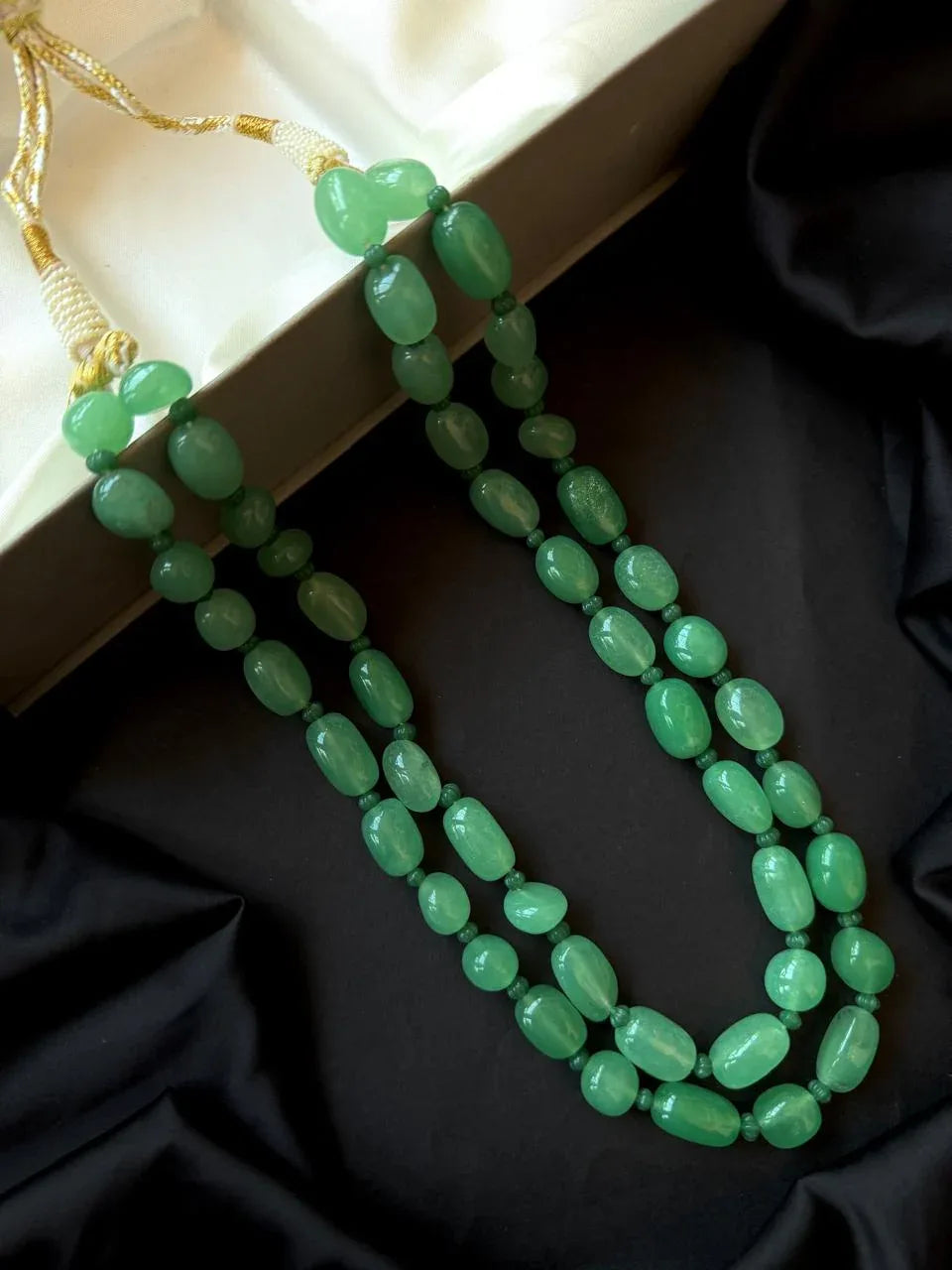 Strawberry Stone Beaded Double Layered Mala