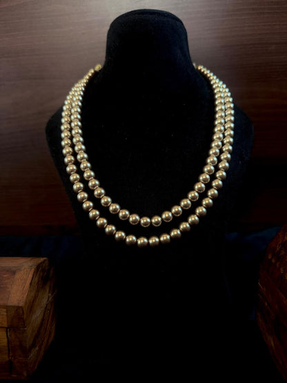 Shell Pearl Double Layered Mala with Earring Set