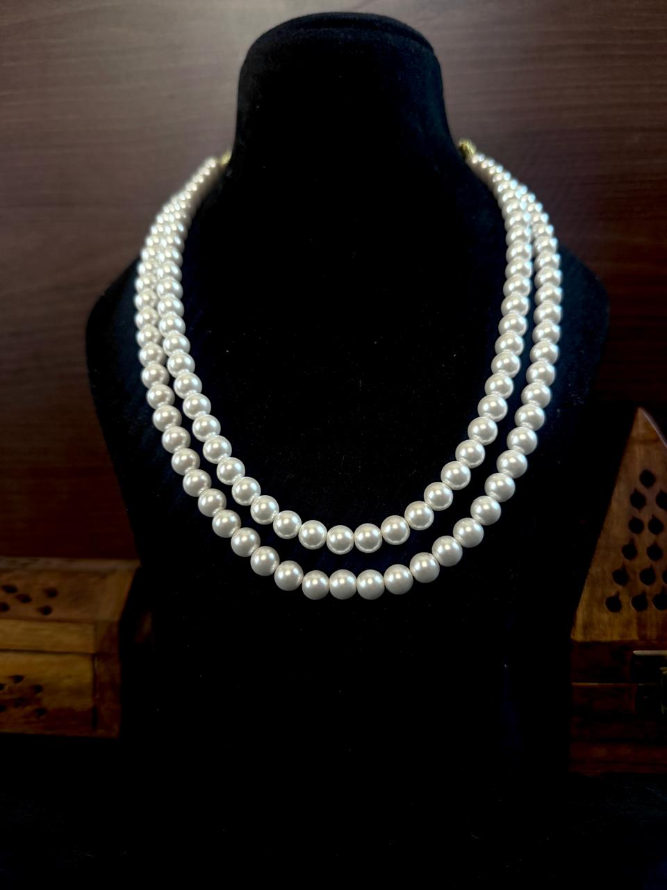 Shell Pearl Double Layered Mala with Earring Set