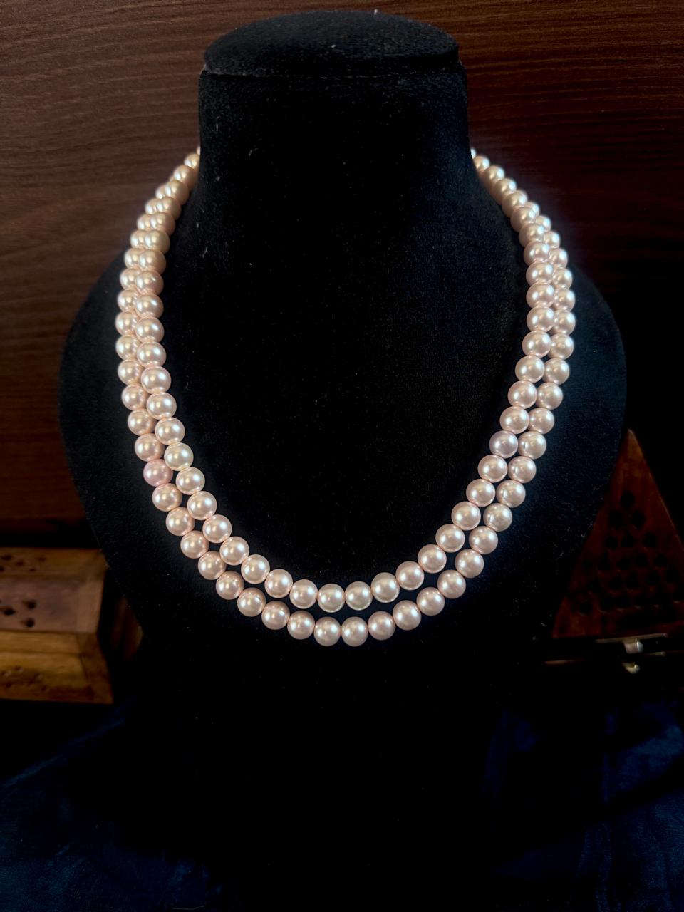 Shell Pearl Double Layered Mala with Earring Set
