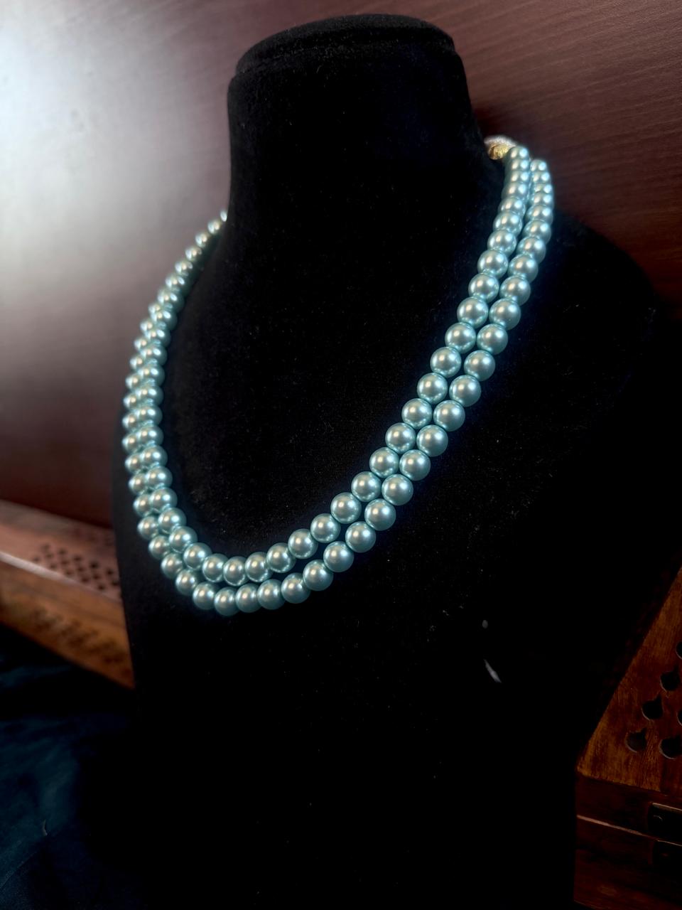 Shell Pearl Double Layered Mala with Earring Set
