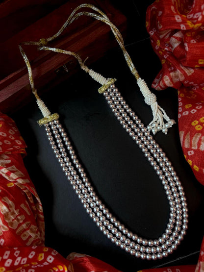 Shell Pearl Three Layered Mala with Earring set