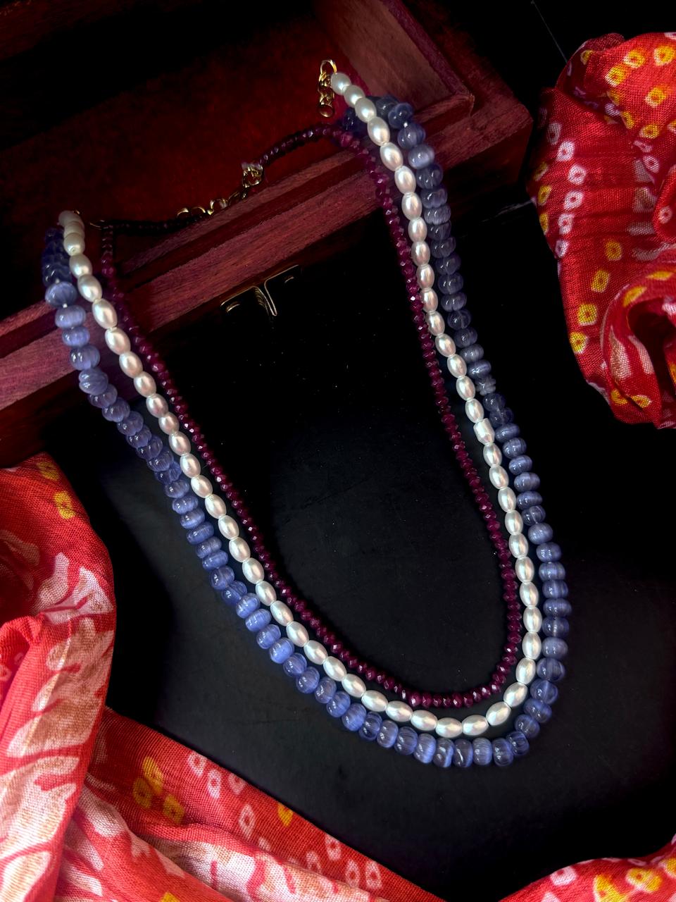Three Layered Partywear Mala Necklace