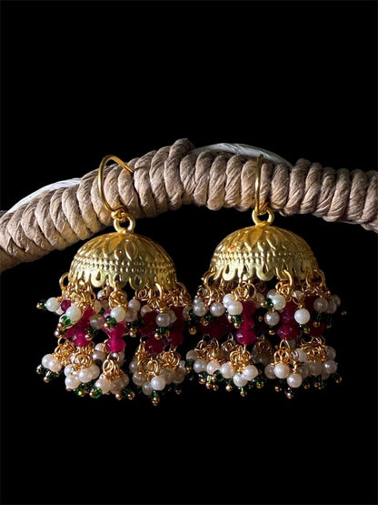 Golden Jhumki Beaded Latkan Partywear Earring