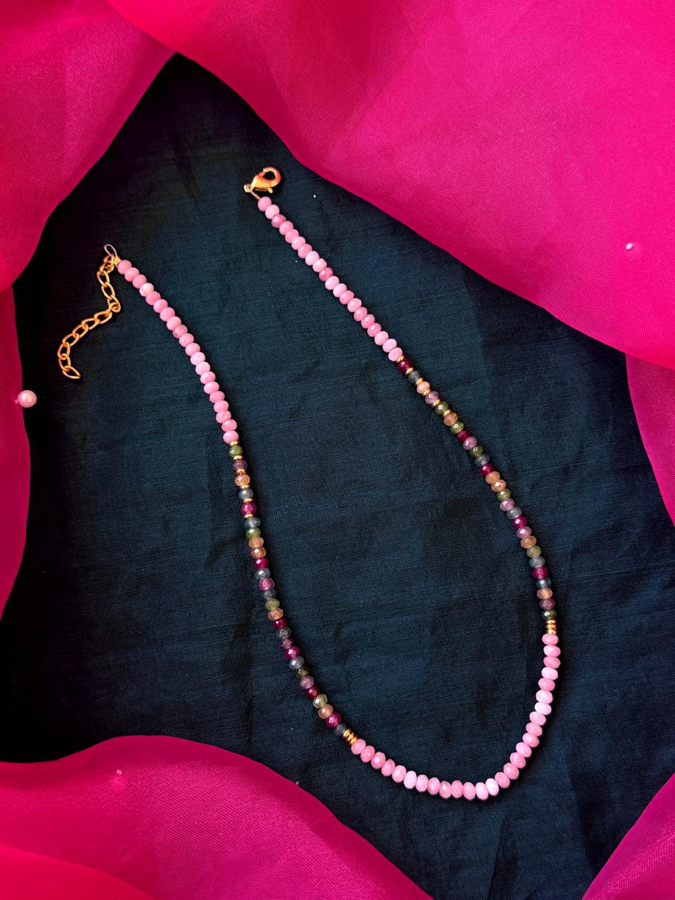 Stone Beads Golden Ring Single Layer Mala