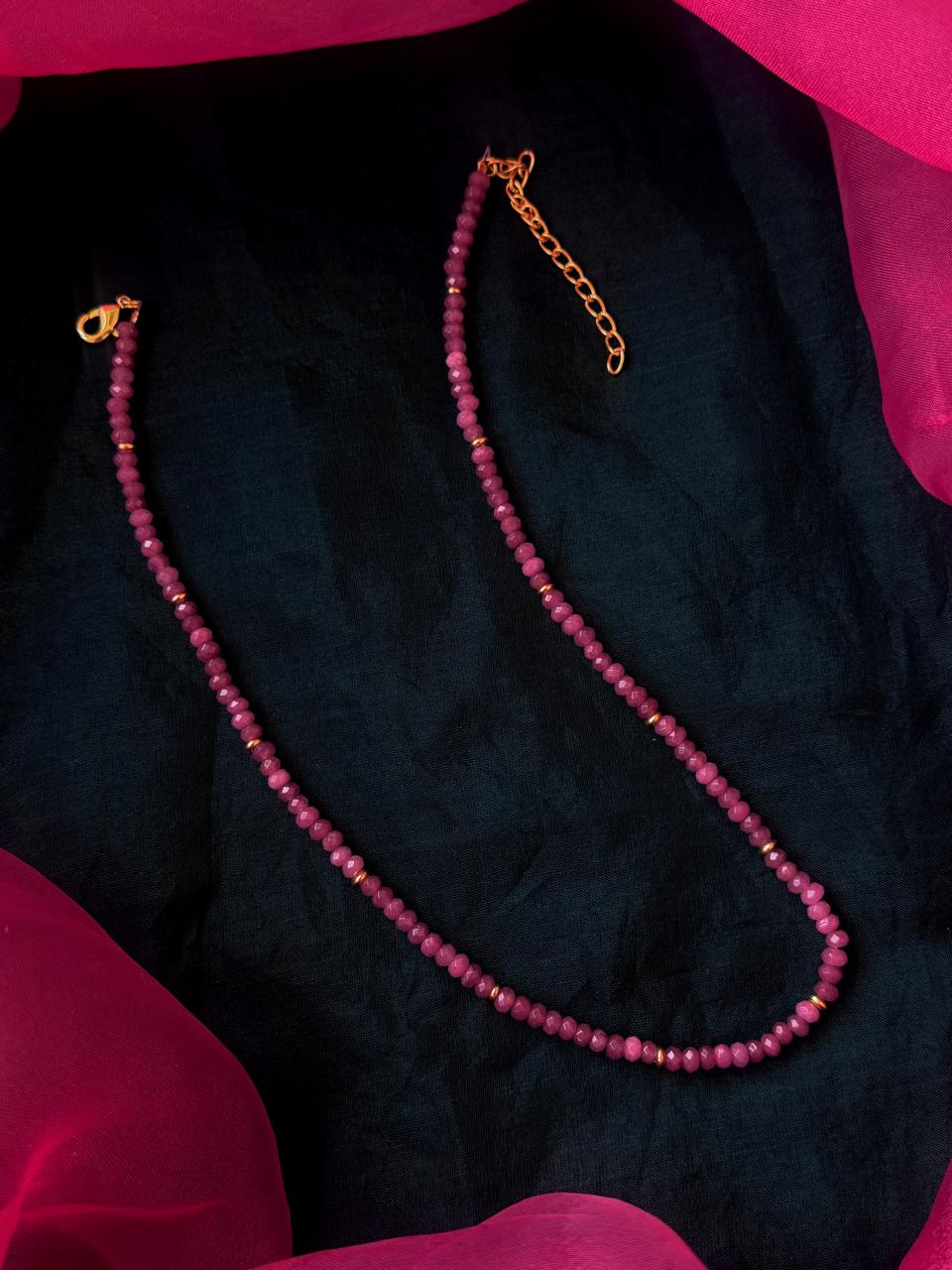 Stone Beads Golden Ring Single Layer Mala