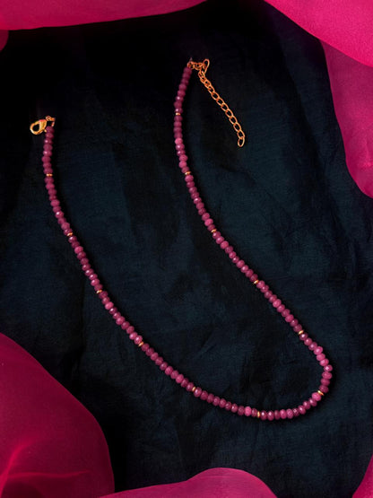 Stone Beads Golden Ring Single Layer Mala
