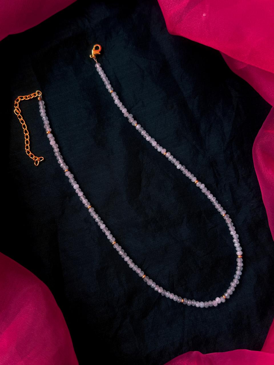 Stone Beads Golden Ring Single Layer Mala