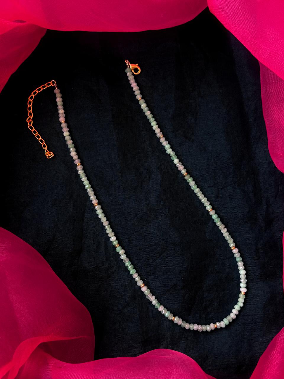 Stone Beads Golden Ring Single Layer Mala