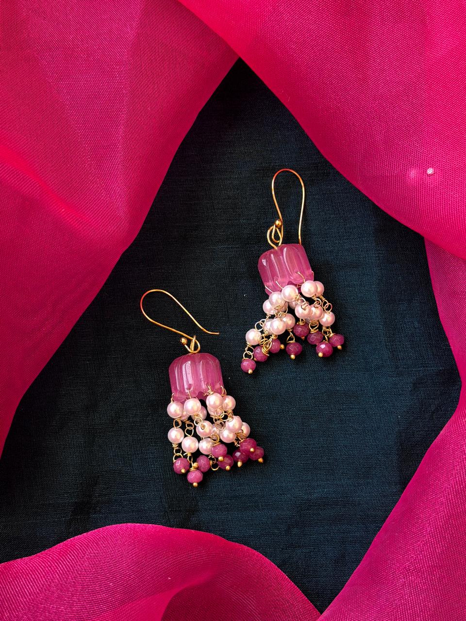 Stone Jhumki Beads Latkan Earring