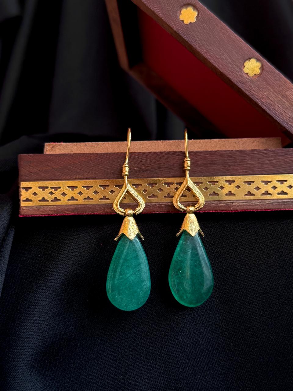 Stone with Golden Top earring