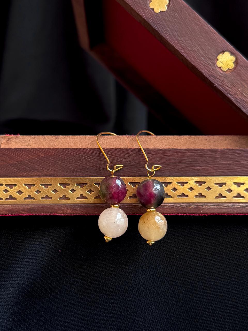 Cut Stone Beaded Earring