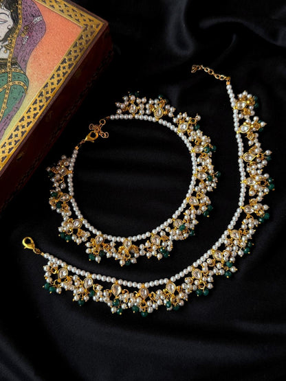 Pachi Kundan Beaded Anklets