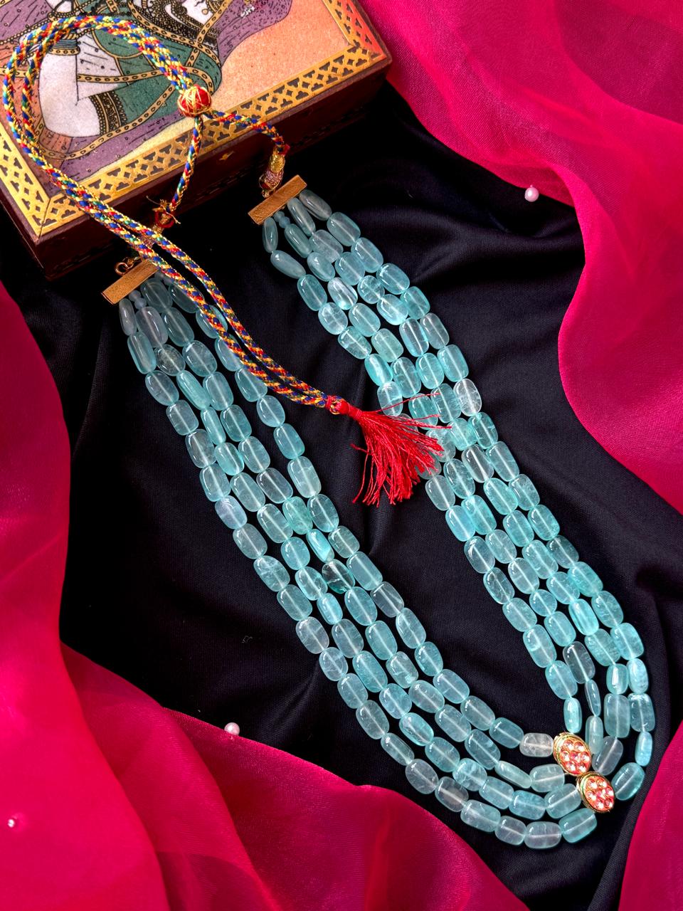 Stone Beaded with Kundan Four Layered Mala Necklace