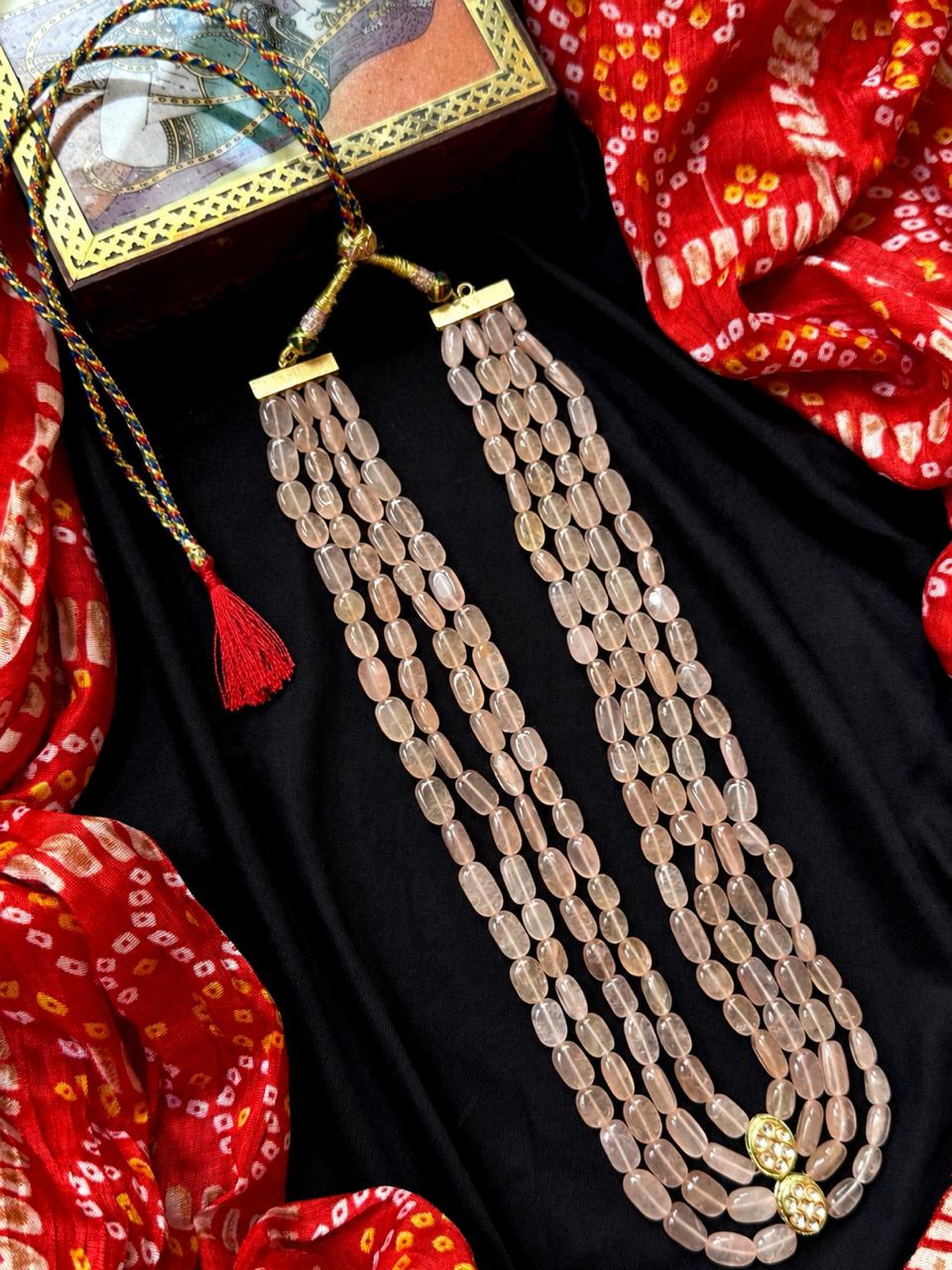Stone Beaded with Kundan Four Layered Mala Necklace