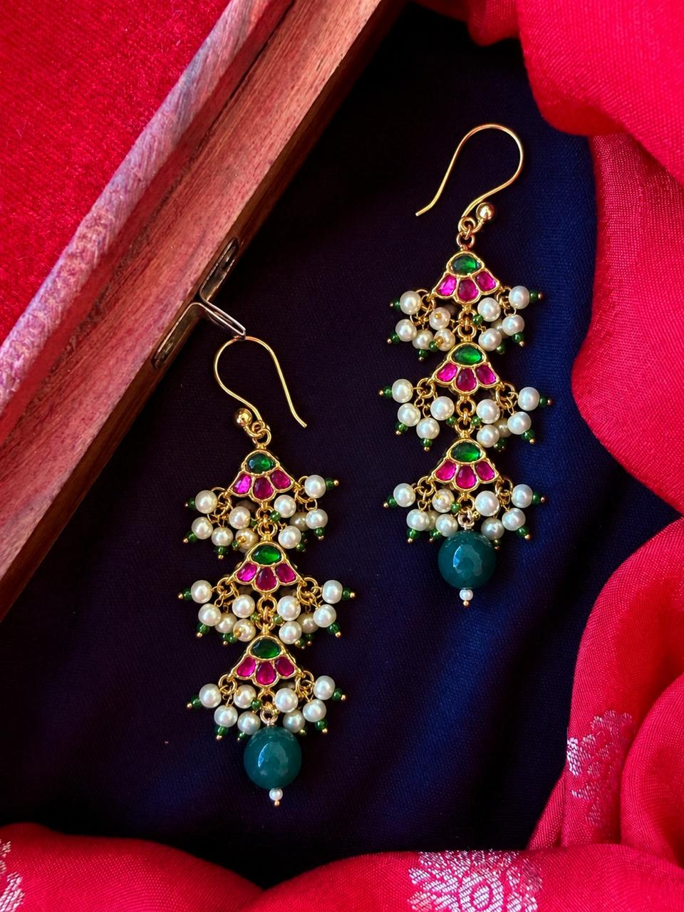 Pachi Kundan Stone Beaded Earring